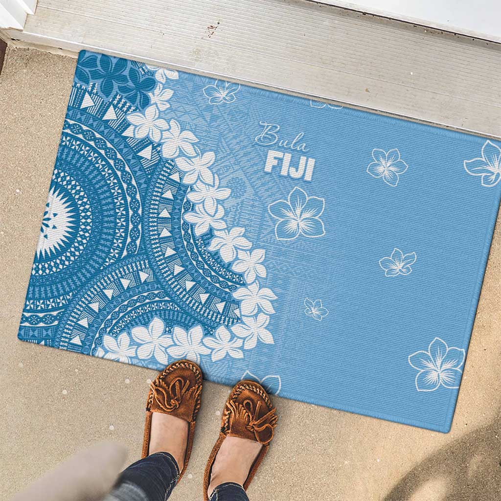 Bula Fiji Women's Day Rubber Doormat Turquoise Masi Tapa LT7 - Polynesian Pride