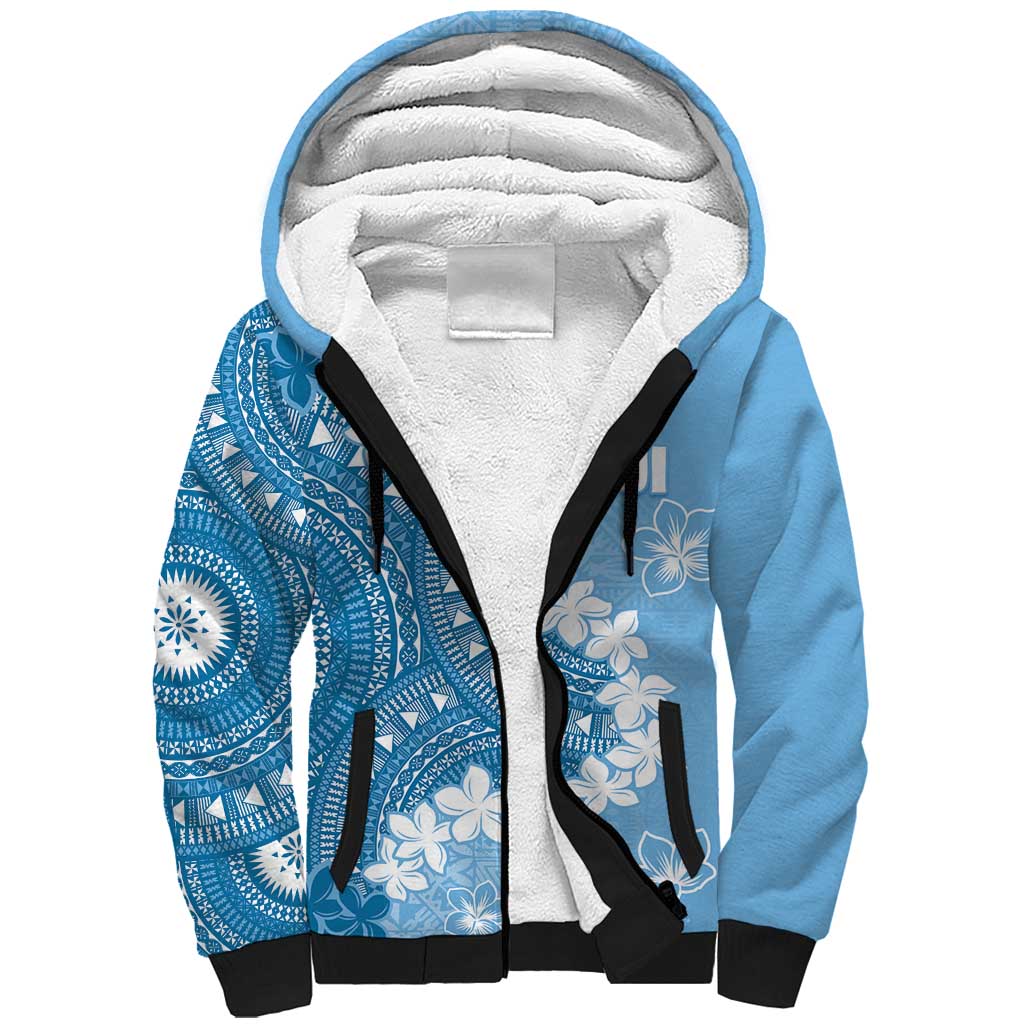 Bula Fiji Women's Day Sherpa Hoodie Turquoise Masi Tapa LT7 Unisex Turquoise - Polynesian Pride