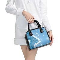 Bula Fiji Women's Day Shoulder Handbag Turquoise Masi Tapa LT7 - Polynesian Pride