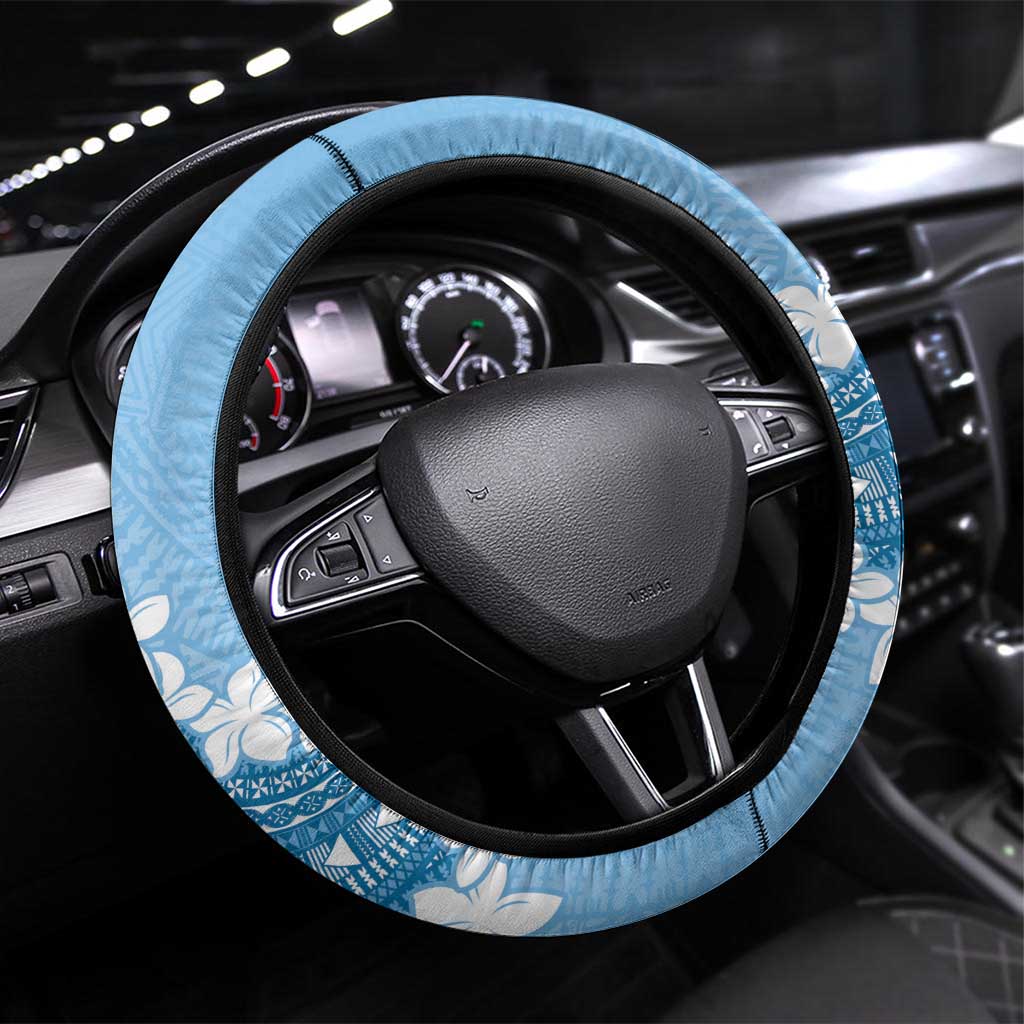 Bula Fiji Women's Day Steering Wheel Cover Turquoise Masi Tapa LT7 Universal Fit Turquoise - Polynesian Pride