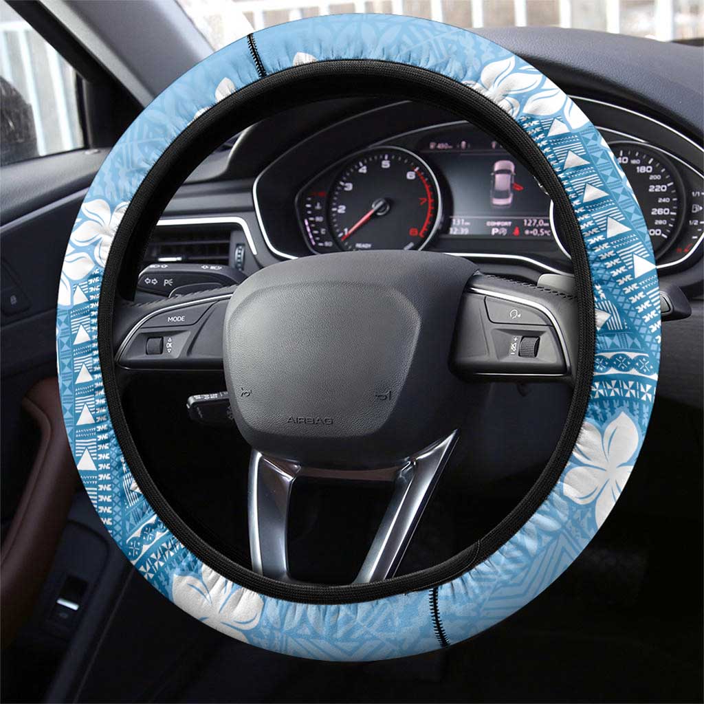 Bula Fiji Women's Day Steering Wheel Cover Turquoise Masi Tapa LT7 - Polynesian Pride