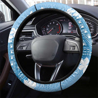Bula Fiji Women's Day Steering Wheel Cover Turquoise Masi Tapa LT7 - Polynesian Pride