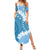 Bula Fiji Women's Day Summer Maxi Dress Turquoise Masi Tapa