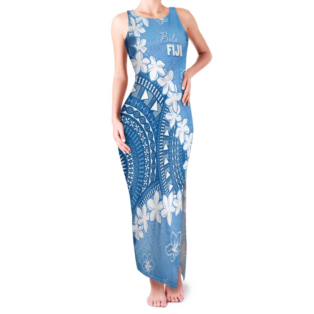 Bula Fiji Women's Day Tank Maxi Dress Turquoise Masi Tapa LT7 Women Turquoise - Polynesian Pride