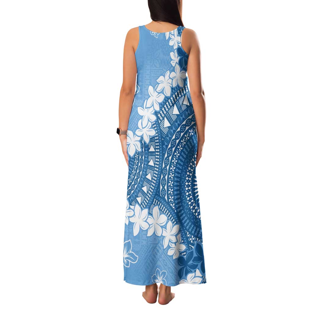 Bula Fiji Women's Day Tank Maxi Dress Turquoise Masi Tapa LT7 - Polynesian Pride