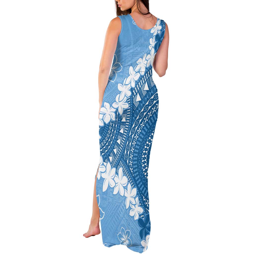 Bula Fiji Women's Day Tank Maxi Dress Turquoise Masi Tapa LT7 - Polynesian Pride