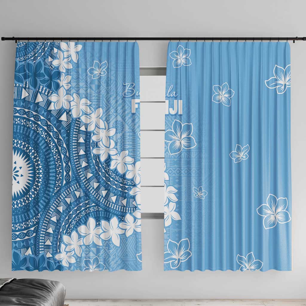 Bula Fiji Women's Day Window Curtain Turquoise Masi Tapa LT7 With Hooks Turquoise - Polynesian Pride
