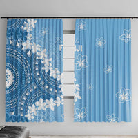 Bula Fiji Women's Day Window Curtain Turquoise Masi Tapa LT7 With Hooks Turquoise - Polynesian Pride