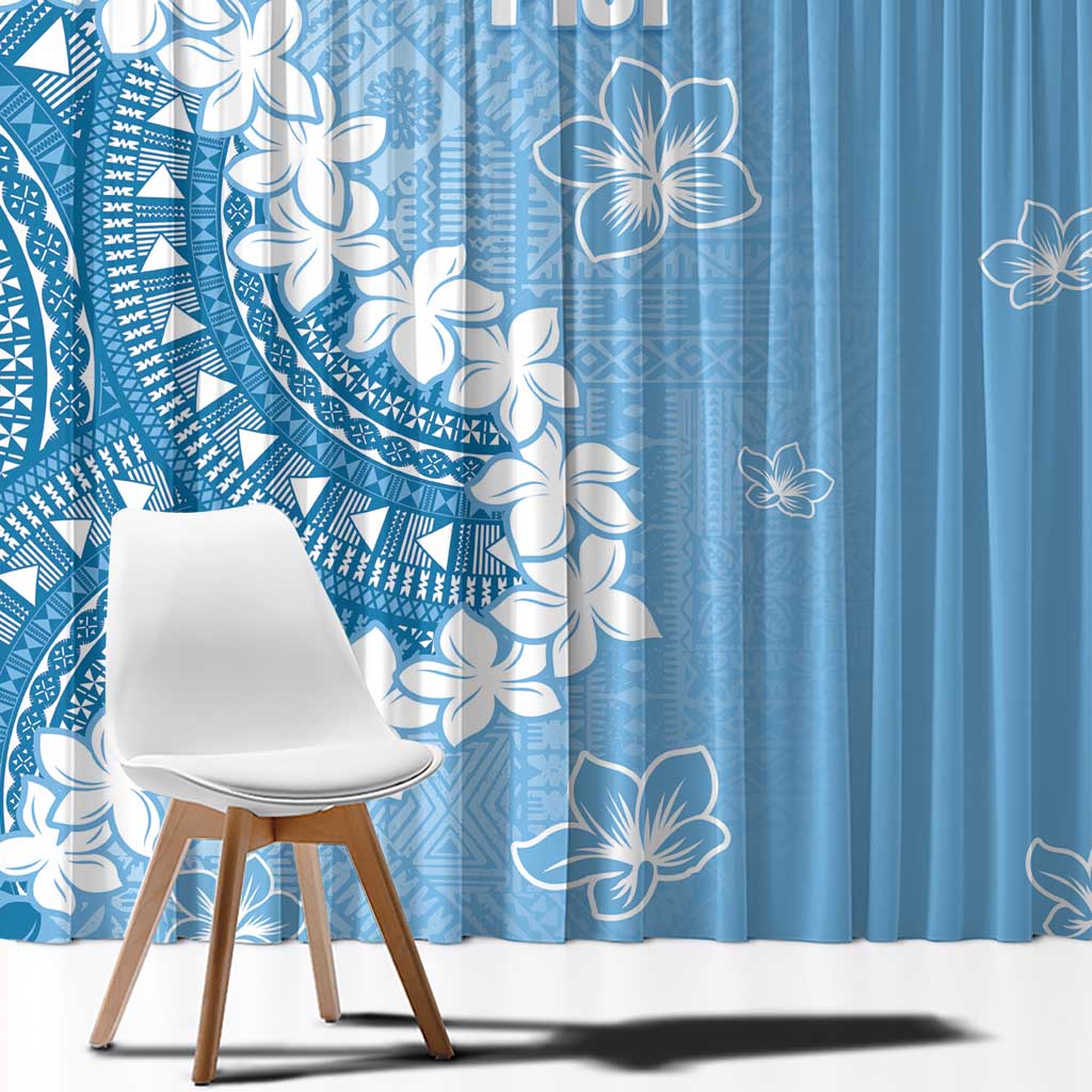 Bula Fiji Women's Day Window Curtain Turquoise Masi Tapa LT7 - Polynesian Pride