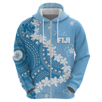 Bula Fiji Women's Day Zip Hoodie Turquoise Masi Tapa LT7 - Polynesian Pride