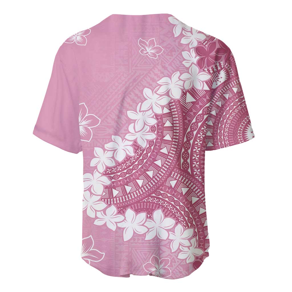 Bula Fiji Women's Day Baseball Jersey Pink Masi Tapa LT7 - Polynesian Pride