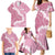 Bula Fiji Women's Day Family Matching Mermaid Dress and Hawaiian Shirt Pink Masi Tapa