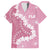 Bula Fiji Women's Day Family Matching Off Shoulder Maxi Dress and Hawaiian Shirt Pink Masi Tapa