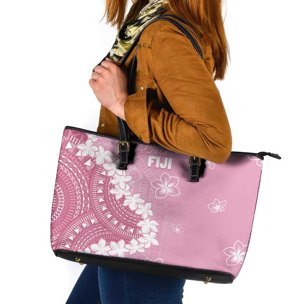 Bula Fiji Women's Day Leather Tote Bag Pink Masi Tapa LT7 Pink - Polynesian Pride