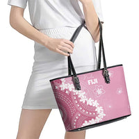 Bula Fiji Women's Day Leather Tote Bag Pink Masi Tapa LT7 - Polynesian Pride