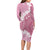 Bula Fiji Women's Day Long Sleeve Bodycon Dress Pink Masi Tapa