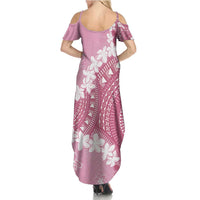 Bula Fiji Women's Day Summer Maxi Dress Pink Masi Tapa LT7 - Polynesian Pride