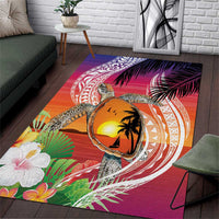 Polynesian Dreamy Turtle Area Rug Sunset Scenery LT7 Art - Polynesian Pride