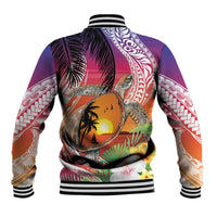 Polynesian Dreamy Turtle Baseball Jacket Sunset Scenery LT7 - Polynesian Pride