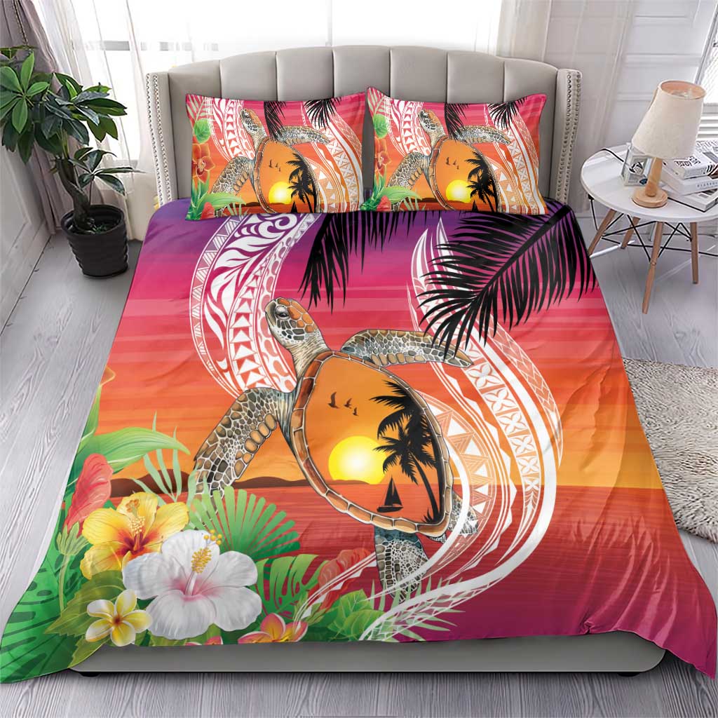 Polynesian Dreamy Turtle Bedding Set Sunset Scenery LT7 - Polynesian Pride