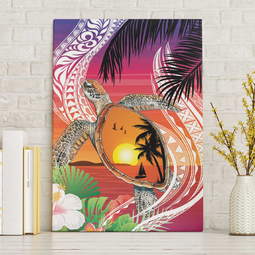 Polynesian Dreamy Turtle Canvas Wall Art Sunset Scenery LT7 Without Frame Art - Polynesian Pride