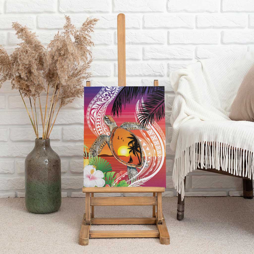 Polynesian Dreamy Turtle Canvas Wall Art Sunset Scenery LT7 - Polynesian Pride