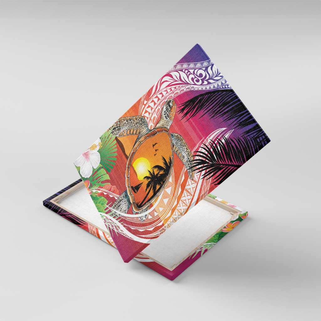 Polynesian Dreamy Turtle Canvas Wall Art Sunset Scenery LT7 With Frame Art - Polynesian Pride