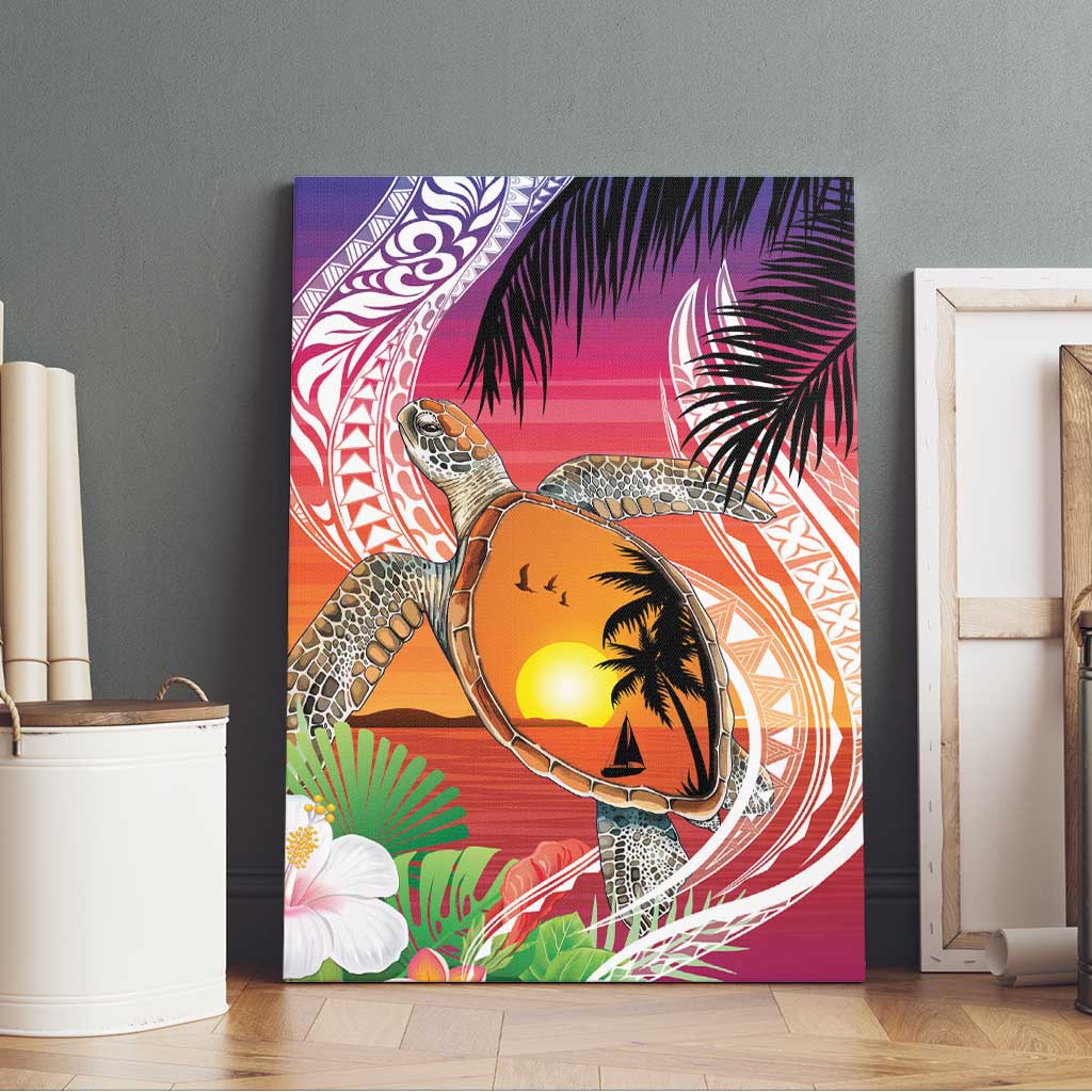 Polynesian Dreamy Turtle Canvas Wall Art Sunset Scenery LT7 - Polynesian Pride