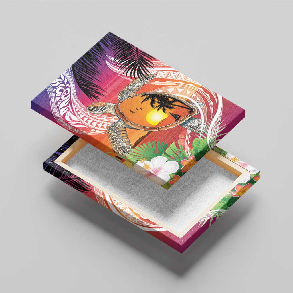 Polynesian Dreamy Turtle Canvas Wall Art Sunset Scenery LT7 - Polynesian Pride