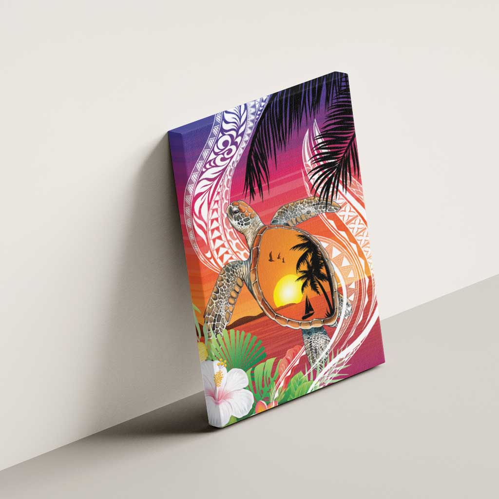 Polynesian Dreamy Turtle Canvas Wall Art Sunset Scenery LT7 - Polynesian Pride