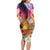 Polynesian Dreamy Turtle Long Sleeve Bodycon Dress Sunset Scenery