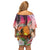 Polynesian Dreamy Turtle Off Shoulder Short Dress Sunset Scenery