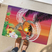 Polynesian Dreamy Turtle Rubber Doormat Sunset Scenery LT7 - Polynesian Pride