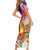 Polynesian Dreamy Turtle Short Sleeve Bodycon Dress Sunset Scenery