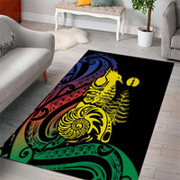 New Caledonia Kanaky Area Rug Stylized Fleche Faitiere With Kagu Bird LT7 - Polynesian Pride