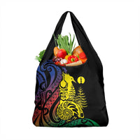 New Caledonia Kanaky Grocery Bag Stylized Fleche Faitiere With Kagu Bird LT7 1-pack One Size Black - Polynesian Pride