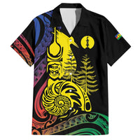 New Caledonia Kanaky Hawaiian Shirt Stylized Fleche Faitiere With Kagu Bird LT7 Black - Polynesian Pride