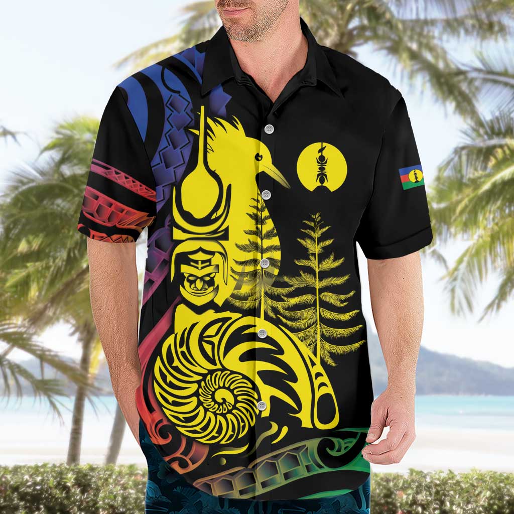 New Caledonia Kanaky Hawaiian Shirt Stylized Fleche Faitiere With Kagu Bird LT7 - Polynesian Pride