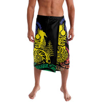 New Caledonia Kanaky Lavalava Stylized Fleche Faitiere With Kagu Bird LT7 Black - Polynesian Pride