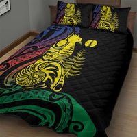 New Caledonia Kanaky Quilt Bed Set Stylized Fleche Faitiere With Kagu Bird LT7 - Polynesian Pride