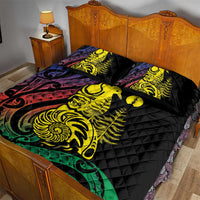 New Caledonia Kanaky Quilt Bed Set Stylized Fleche Faitiere With Kagu Bird LT7 - Polynesian Pride