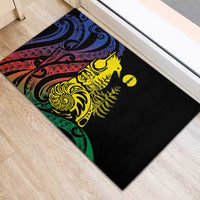 New Caledonia Kanaky Rubber Doormat Stylized Fleche Faitiere With Kagu Bird LT7 - Polynesian Pride