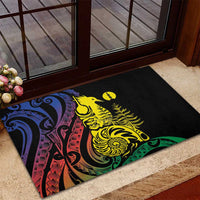 New Caledonia Kanaky Rubber Doormat Stylized Fleche Faitiere With Kagu Bird LT7 - Polynesian Pride