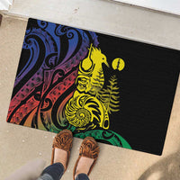 New Caledonia Kanaky Rubber Doormat Stylized Fleche Faitiere With Kagu Bird LT7 - Polynesian Pride