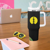 New Caledonia Kanaky Tumbler With Handle Stylized Fleche Faitiere With Kagu Bird LT7 - Polynesian Pride