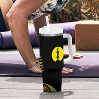 New Caledonia Kanaky Tumbler With Handle Stylized Fleche Faitiere With Kagu Bird LT7 - Polynesian Pride