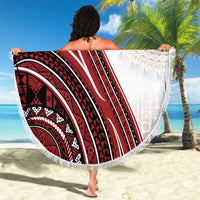 Bula Fiji Vintage Tapa Beach Blanket Kaivity Masi Wave Motifs - Red LT7 - Polynesian Pride