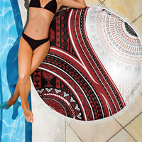 Bula Fiji Vintage Tapa Beach Blanket Kaivity Masi Wave Motifs - Red LT7 - Polynesian Pride