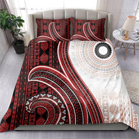 Bula Fiji Vintage Tapa Bedding Set Kaivity Masi Wave Motifs - Red LT7 - Polynesian Pride