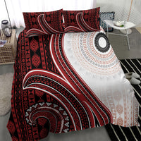 Bula Fiji Vintage Tapa Bedding Set Kaivity Masi Wave Motifs - Red LT7 - Polynesian Pride